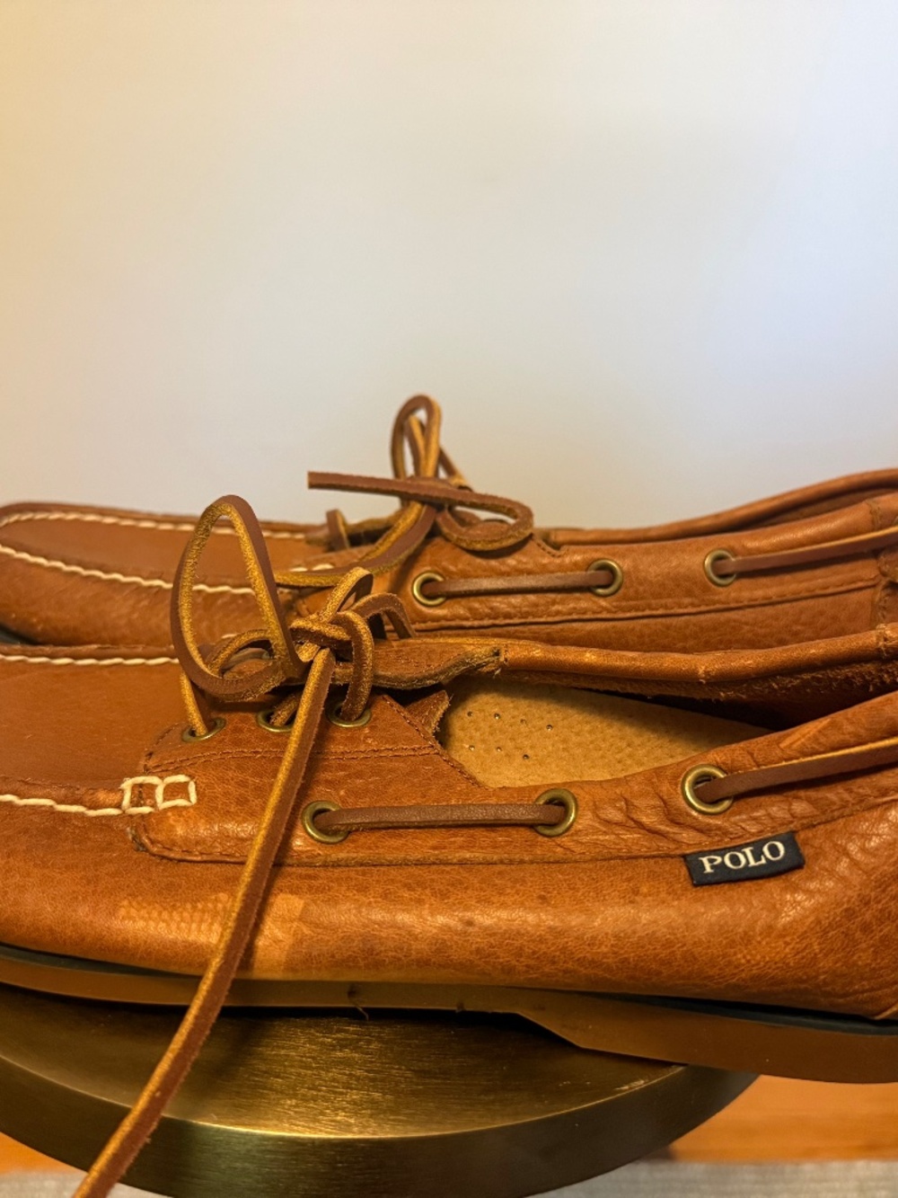 Polo Ralph Lauren Bienne Brown Leather Boat Shoes Men’s 9D